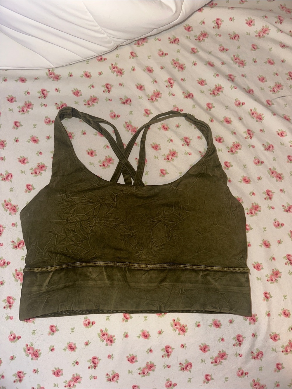 Lululemon olive Green Strappy Seamless Bralette (size 6)